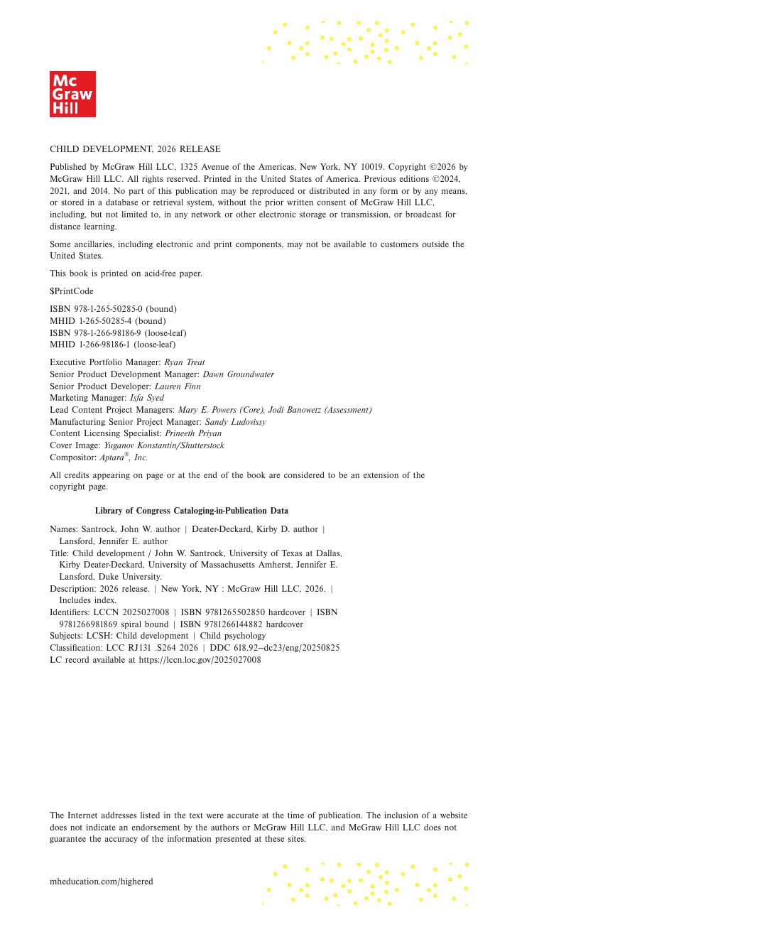 Preview page 4 of Child Development 2026 Release By John Santrock, Kirby Deater-Deckard