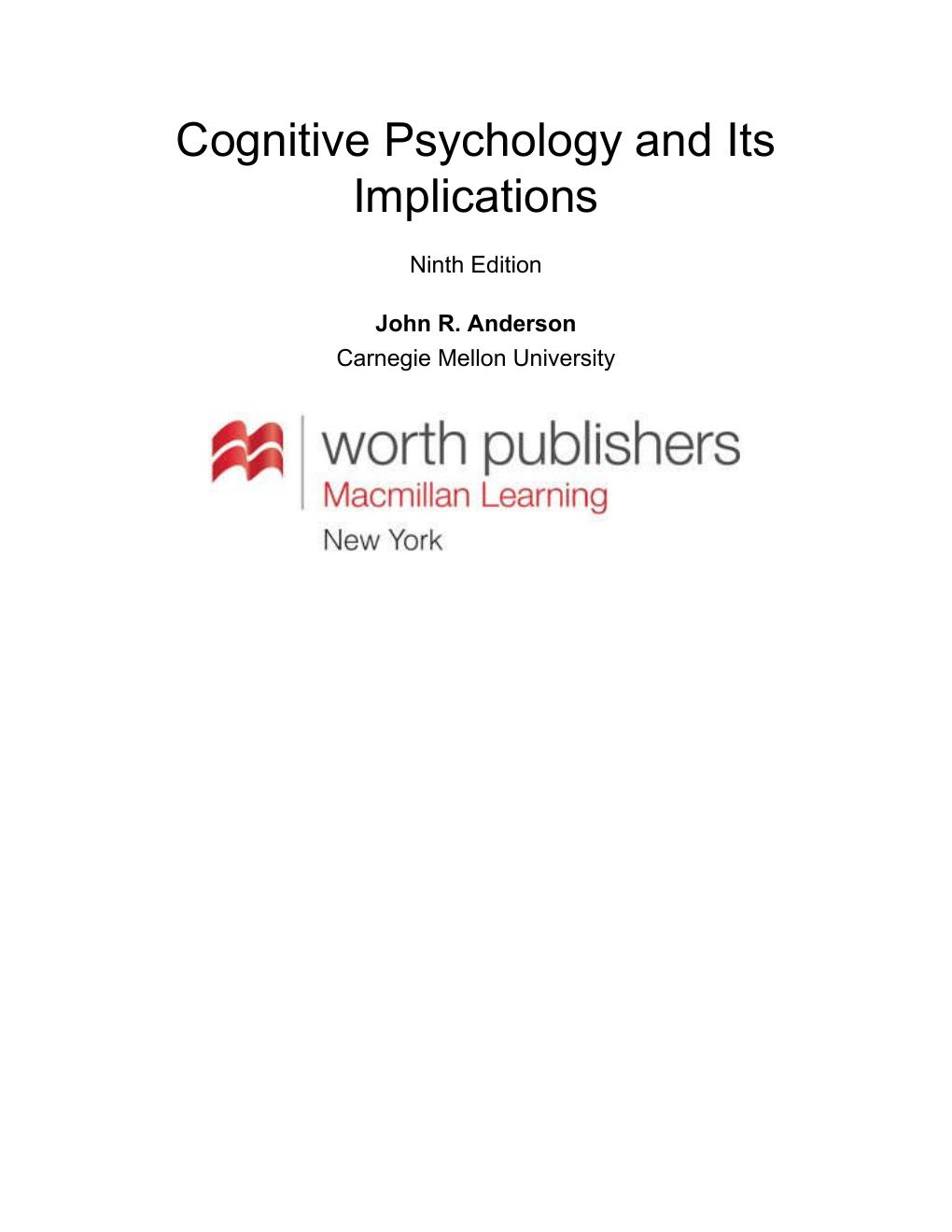 Preview page 6 of Cognitive Psychology and Its Implications 9th Edition By John Anderson