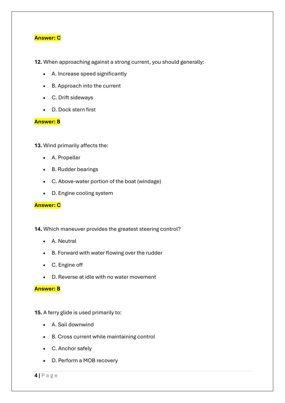 Preview page 4 of ASA 118 – DOCKING ENDORSEMENT  PRACTICE EXAM