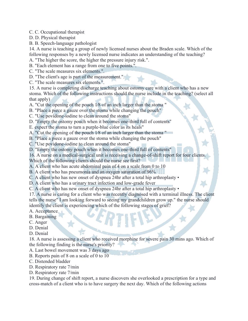 Preview page 3 of ATI RN FUNDAMENTAL PROCTORED 2023 QUESTION AND ANSWERS WITH CORRECT RATIONALE.