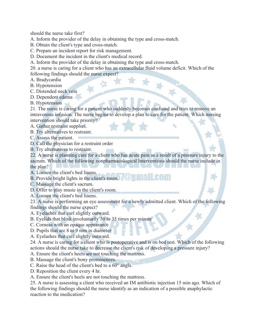 Preview page 4 of ATI RN FUNDAMENTAL PROCTORED 2023 QUESTION AND ANSWERS WITH CORRECT RATIONALE.