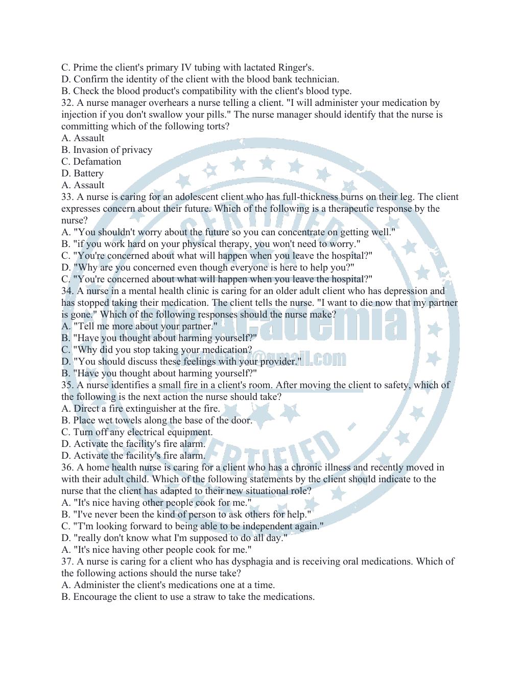 Preview page 6 of ATI RN FUNDAMENTAL PROCTORED 2023 QUESTION AND ANSWERS WITH CORRECT RATIONALE.