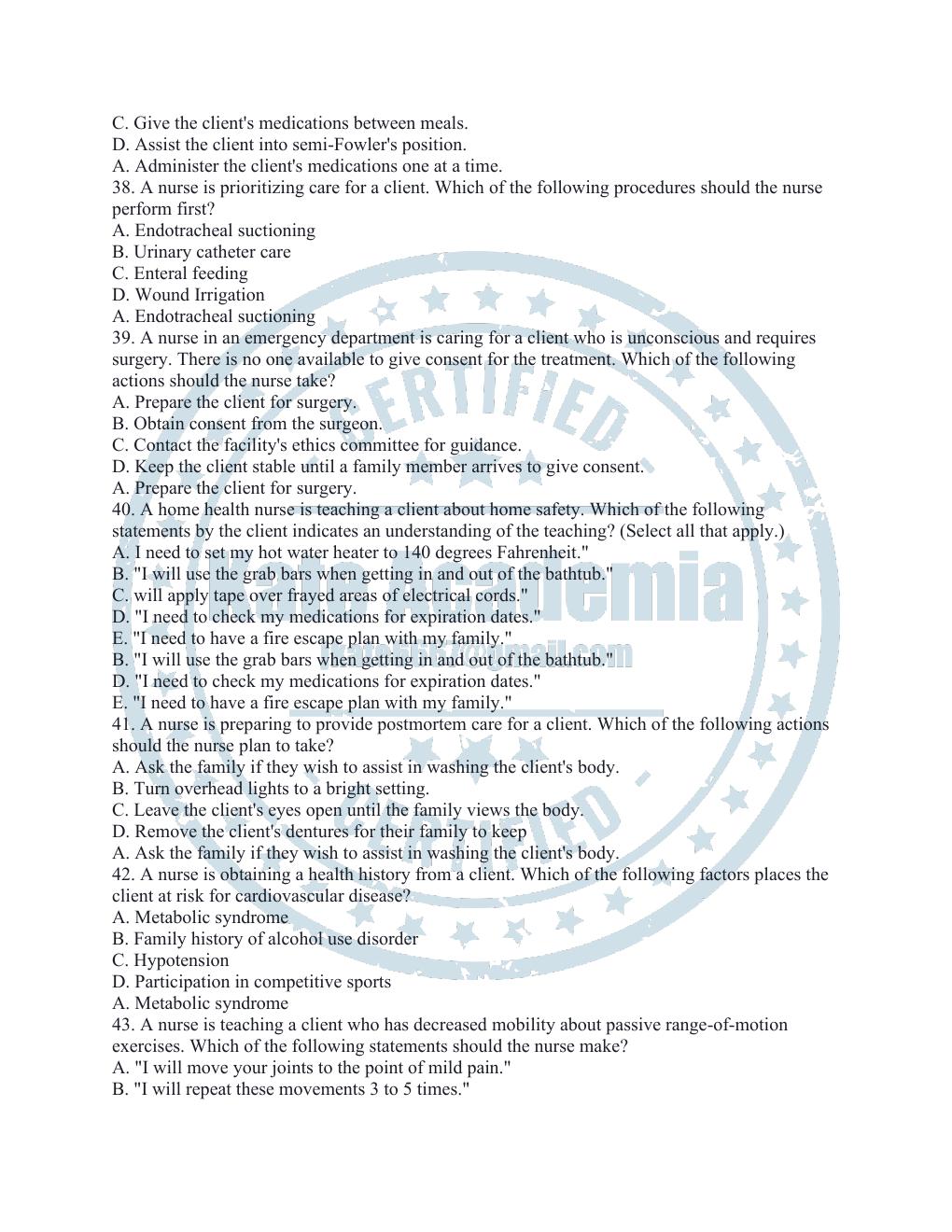 Preview page 7 of ATI RN FUNDAMENTAL PROCTORED 2023 QUESTION AND ANSWERS WITH CORRECT RATIONALE.