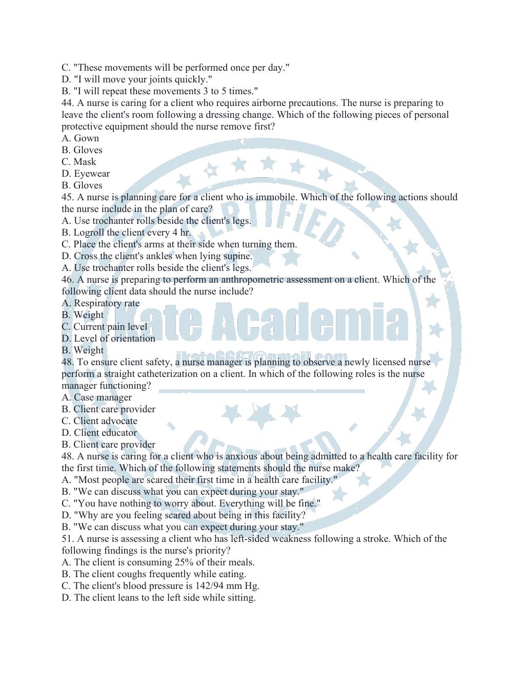 Preview page 8 of ATI RN FUNDAMENTAL PROCTORED 2023 QUESTION AND ANSWERS WITH CORRECT RATIONALE.