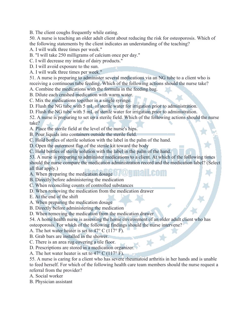 Preview page 9 of ATI RN FUNDAMENTAL PROCTORED 2023 QUESTION AND ANSWERS WITH CORRECT RATIONALE.