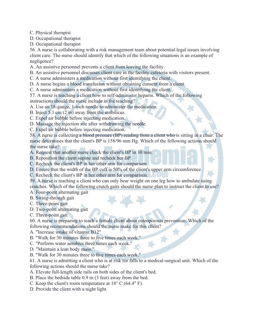 Preview page 10 of ATI RN FUNDAMENTAL PROCTORED 2023 QUESTION AND ANSWERS WITH CORRECT RATIONALE.
