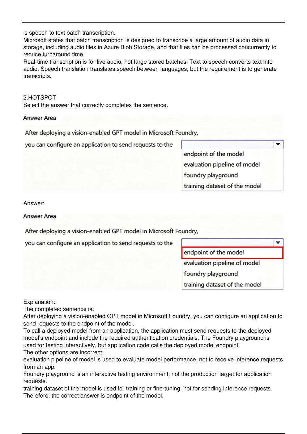 Preview page 2 of AI-901 Microsoft Exam Practice Questions