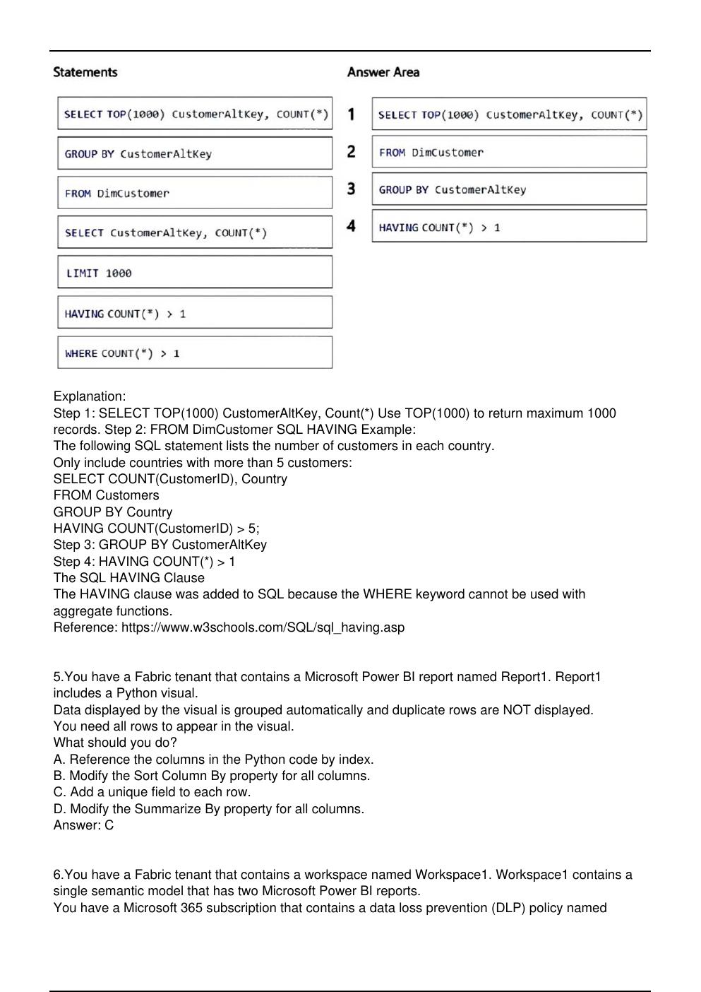 Preview page 4 of DP 600 Microsoft Exam Practice Questions Updated in May