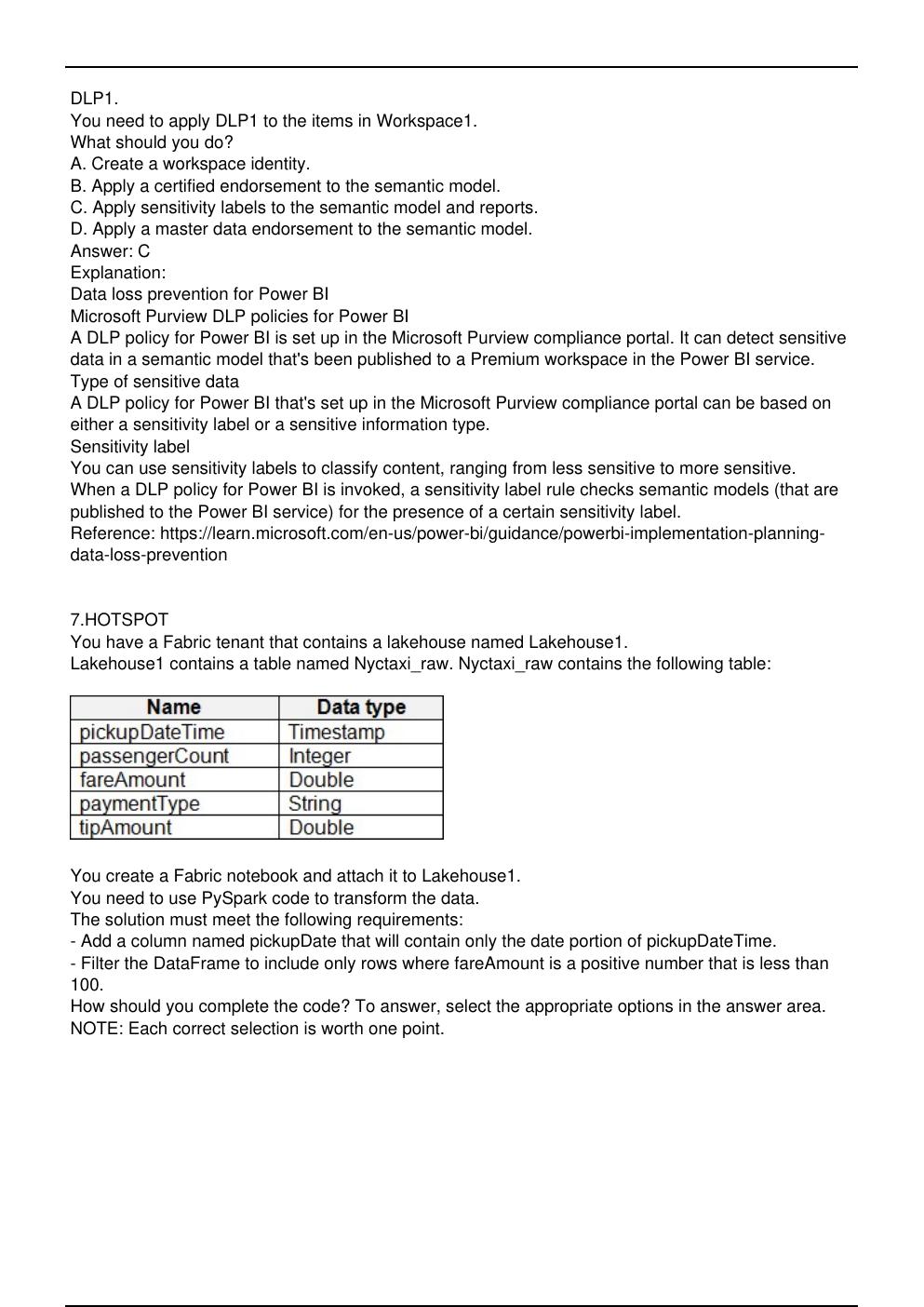 Preview page 5 of DP 600 Microsoft Exam Practice Questions Updated in May