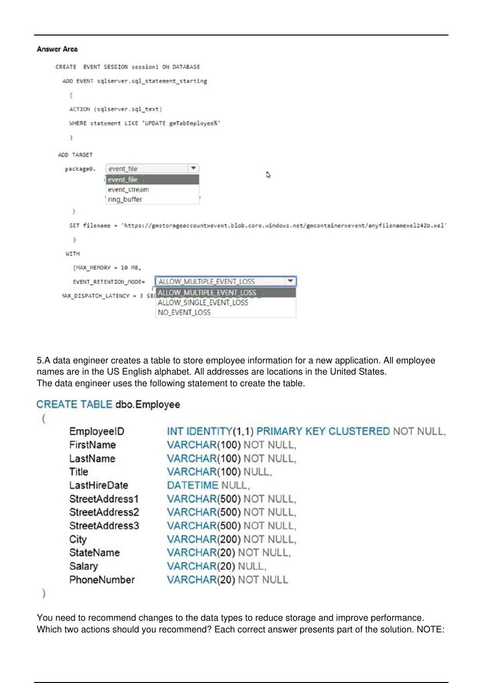 Preview page 4 of DP 300 Microsoft Exam Practice Questions Updated in May