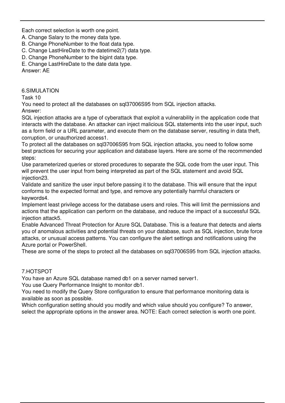 Preview page 5 of DP 300 Microsoft Exam Practice Questions Updated in May