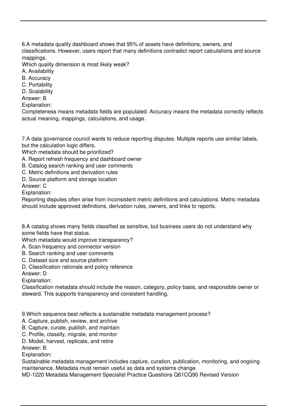 Preview page 3 of MD 1220 Exam Practice Questions CDMP  Certification