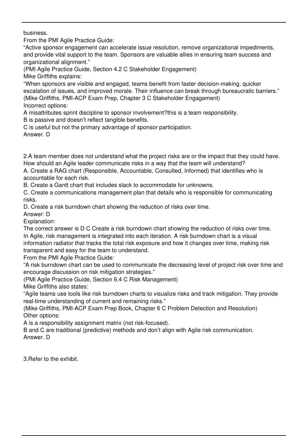 Preview page 2 of PMI-ACP PMI Exam Practice Questions Updated in May | IT  professionals, system administrators, and students preparing fo