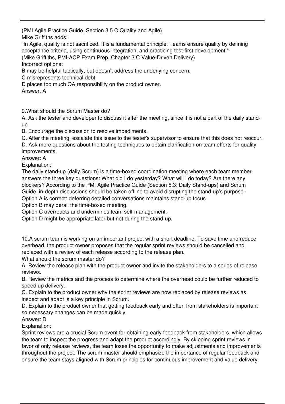 Preview page 6 of PMI-ACP PMI Exam Practice Questions Updated in May | IT  professionals, system administrators, and students preparing fo