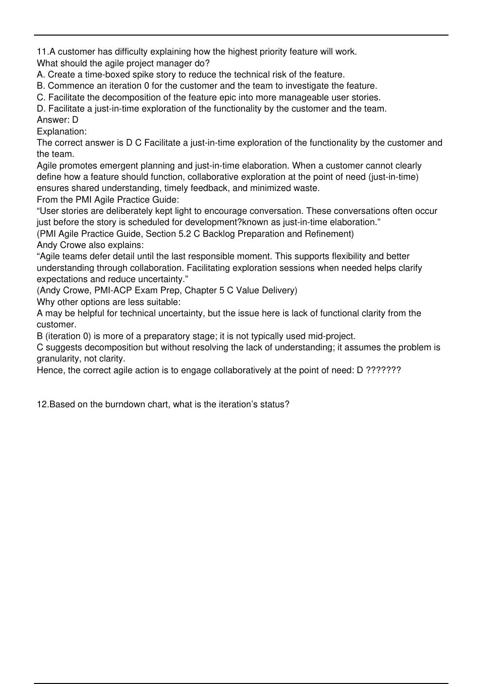 Preview page 7 of PMI-ACP PMI Exam Practice Questions Updated in May | IT  professionals, system administrators, and students preparing fo