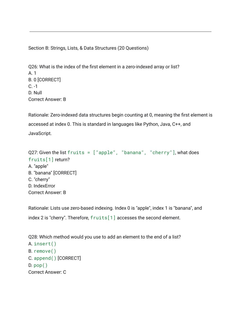 Preview page 10 of WGU D278 Scripting and Programming Foundations OA Exam Actual Exam 2026/2027 – 163 Questions with Detailed Rationales |