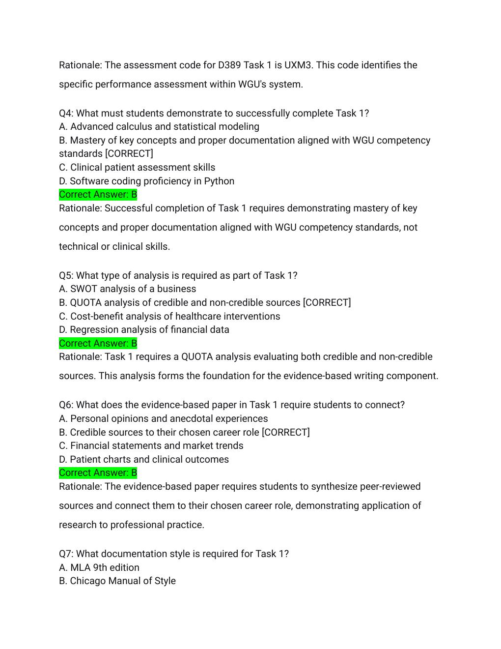 Preview page 2 of WGU D389 Learning Strategies Higher Ed Task 1 Study Guide Actual Exam 2026/2027 – Passed Solution with Detailed Rational