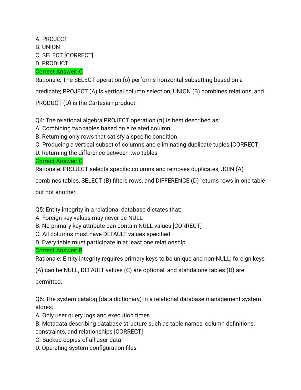 Preview page 2 of WGU C170 Data Management Applications OA Exam Actual Exam 2026/2027 – Complete Objective Assessment with Detailed Ration