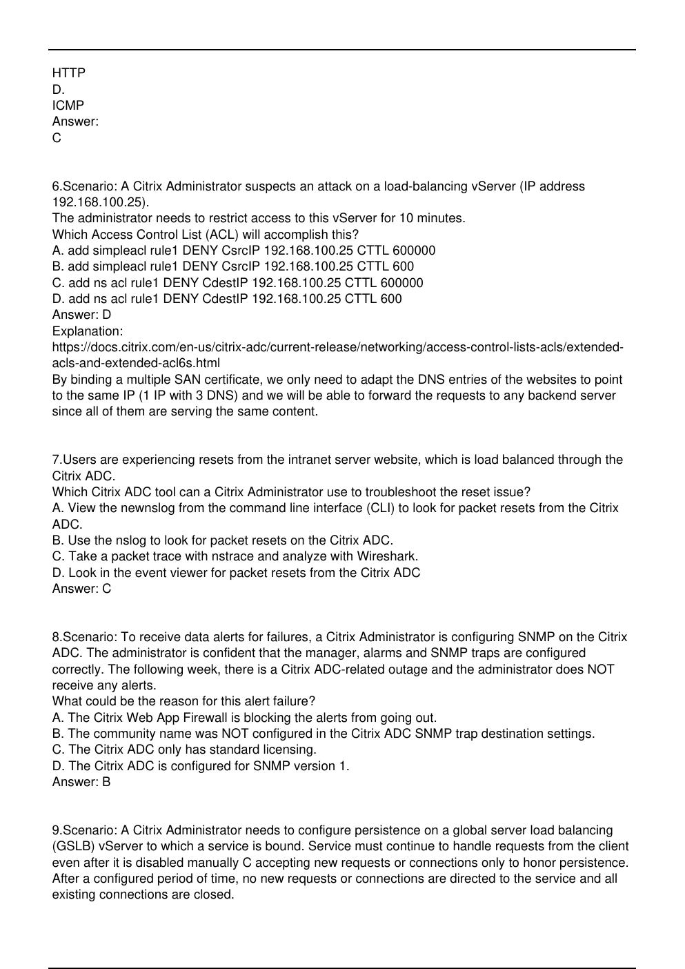 Preview page 3 of CCA AppDS Traffic Management Citrix Exam Practice Question | Citrix NetScaler 12 certification