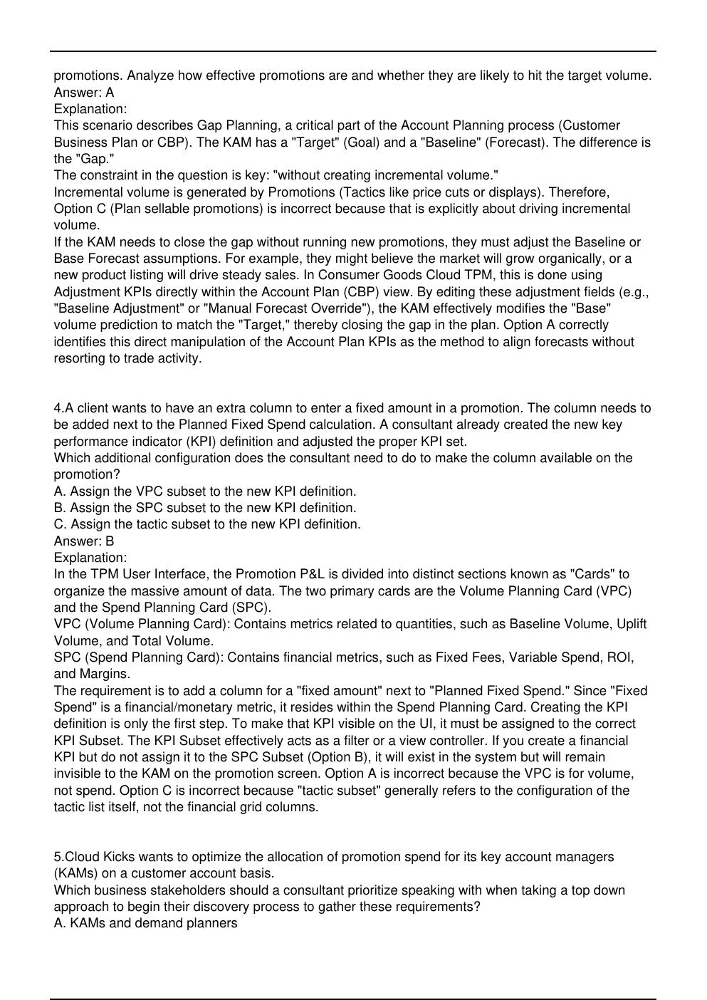 Preview page 3 of AP 205 Salesforce Exam Practice Questions for Consumer  Goods Cloud certification.
