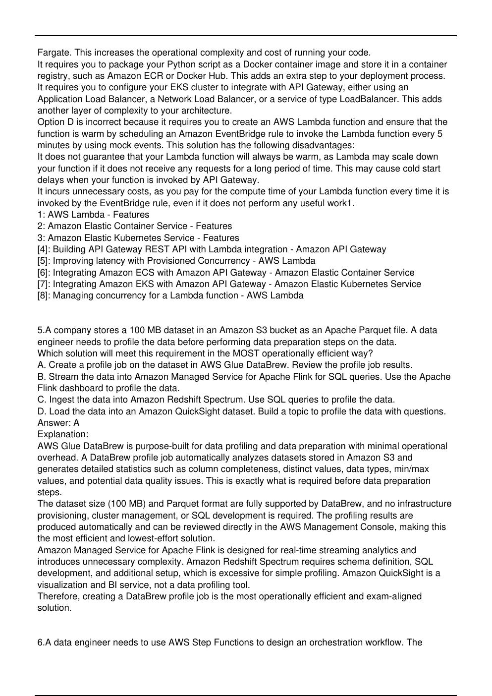 Preview page 5 of Amazon DEA C01 Exam Updated Practice Questions in May 2026 for Data Engineer Associate certification.