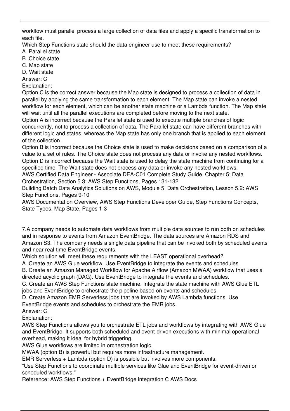 Preview page 6 of Amazon DEA C01 Exam Updated Practice Questions in May 2026 for Data Engineer Associate certification.