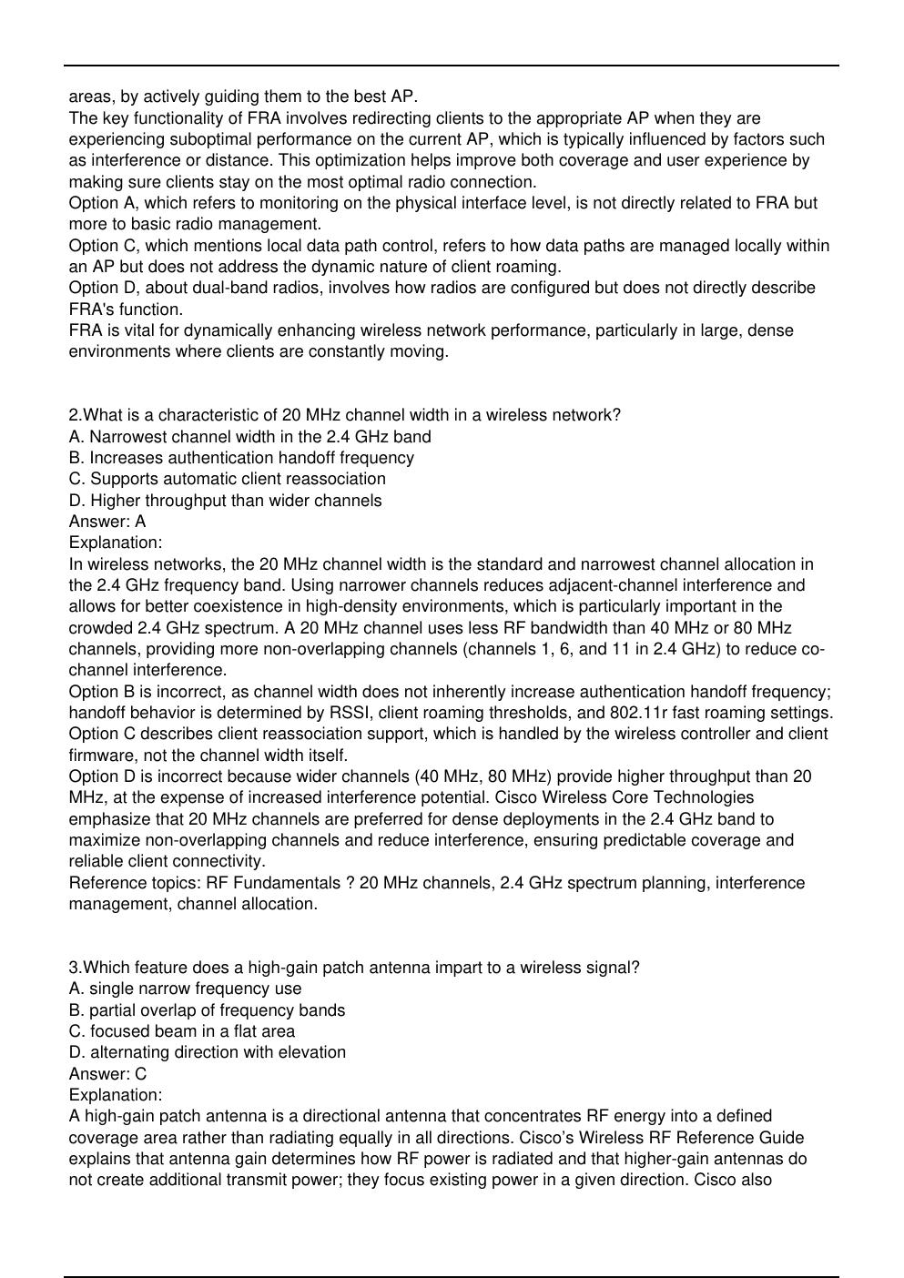 Preview page 2 of 350 101 Cisco Exam Practice Questions for CCIE Wireless  certification.