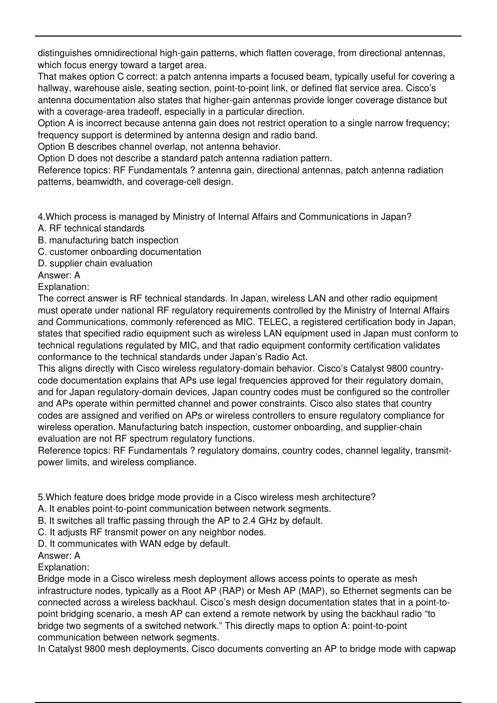 Preview page 3 of 350 101 Cisco Exam Practice Questions for CCIE Wireless  certification.