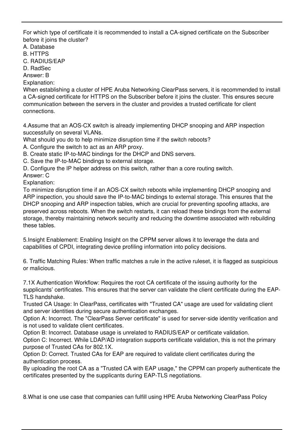 Preview page 2 of HPE7 A02 HPE Exam Updated Practice Questions in June 2026  for ACP - Network  Security certification.