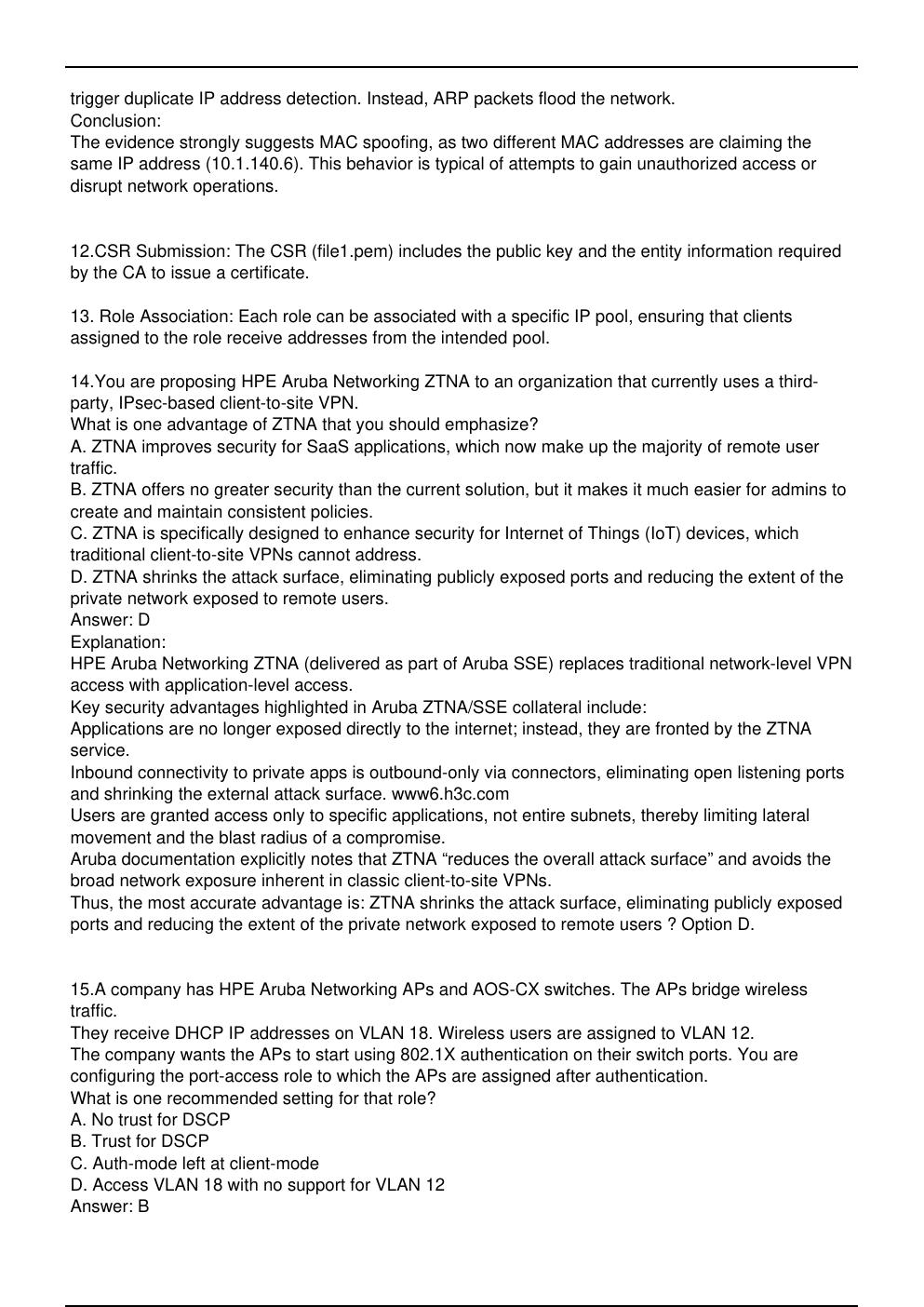 Preview page 5 of HPE7 A02 HPE Exam Updated Practice Questions in June 2026  for ACP - Network  Security certification.
