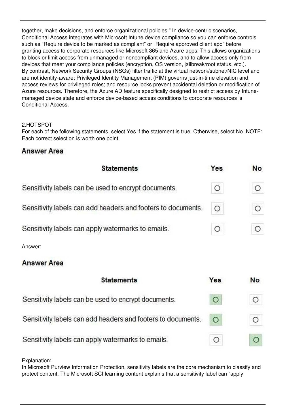 Preview page 2 of SC 900 Microsoft Exam Updated Practice Questions in June 2026 for Microsoft  Certified: Security Compliance and Identity