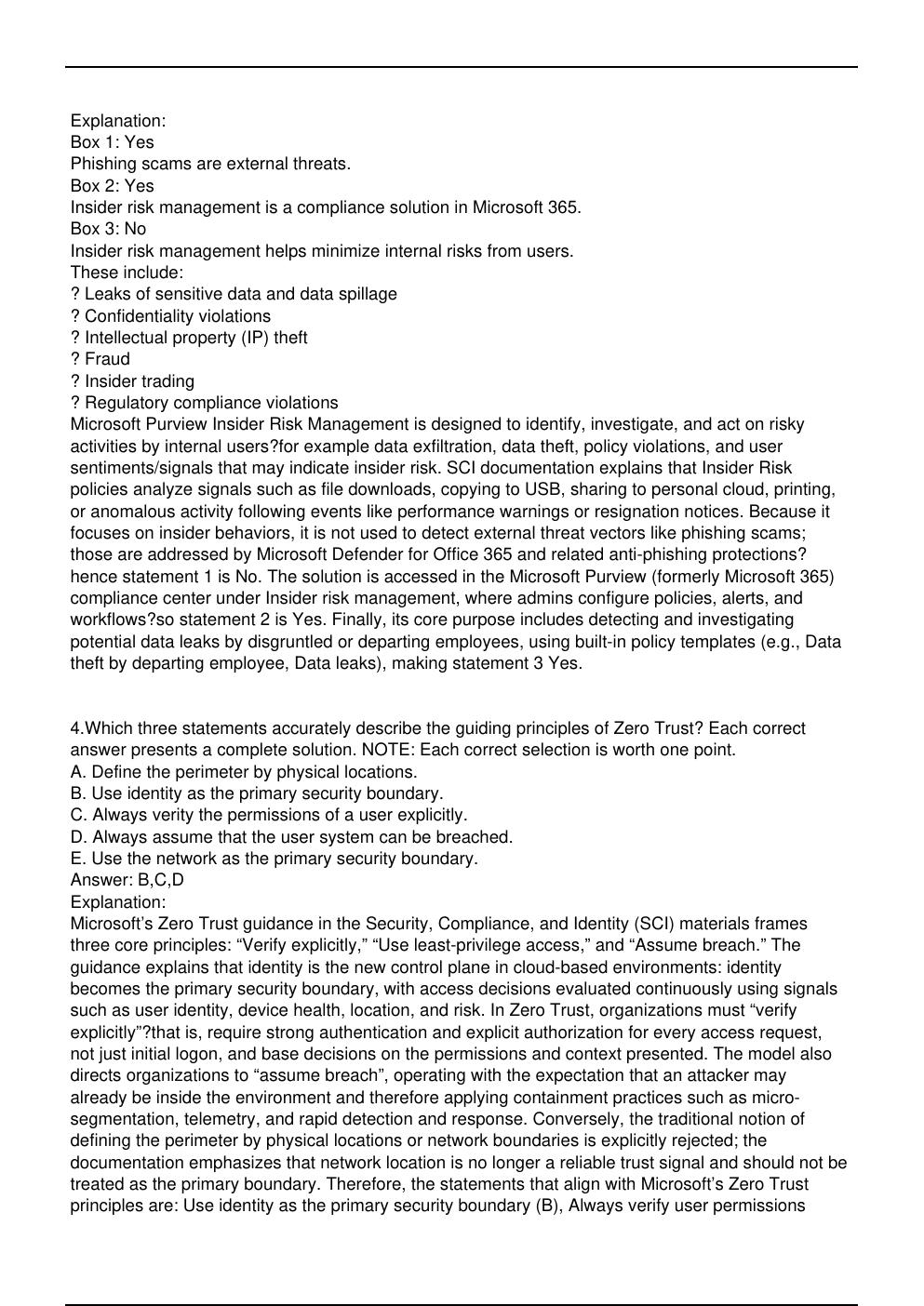 Preview page 4 of SC 900 Microsoft Exam Updated Practice Questions in June 2026 for Microsoft  Certified: Security Compliance and Identity