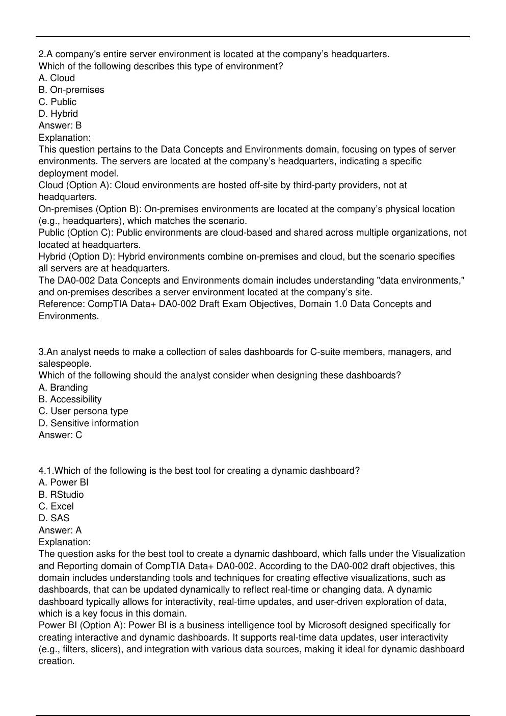 Preview page 2 of DA0 002 CompTIA Data+ Updated Practice Questions in June 2026 for CompTIA Data+ certification.