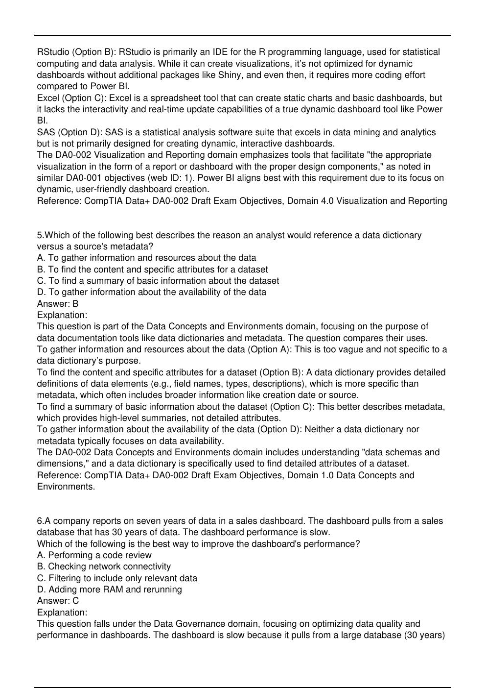 Preview page 3 of DA0 002 CompTIA Data+ Updated Practice Questions in June 2026 for CompTIA Data+ certification.