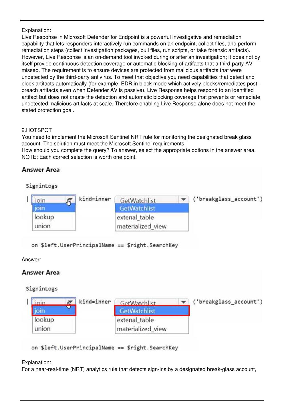 Preview page 2 of SC 200 Microsoft Exam Updated Practice Questions in June 2026 for Microsoft  Certified: Security Operations Analyst Asso