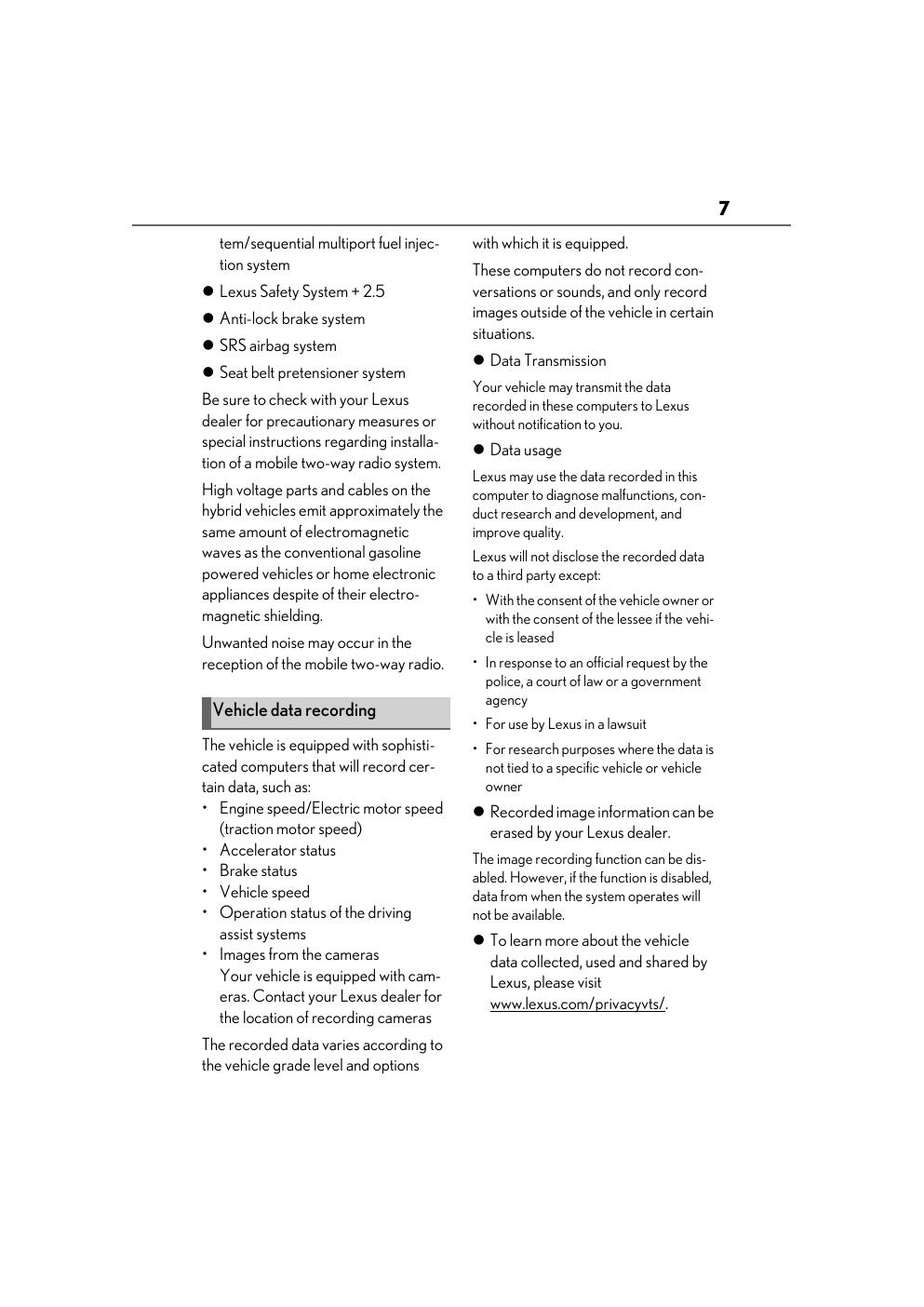 Preview page 9 of 2022 Lexus ES 300h Owner's Manual