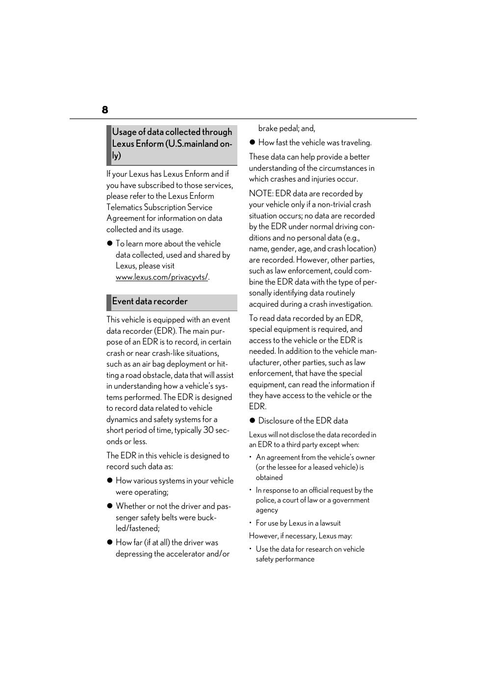 Preview page 10 of 2022 Lexus ES 300h Owner's Manual