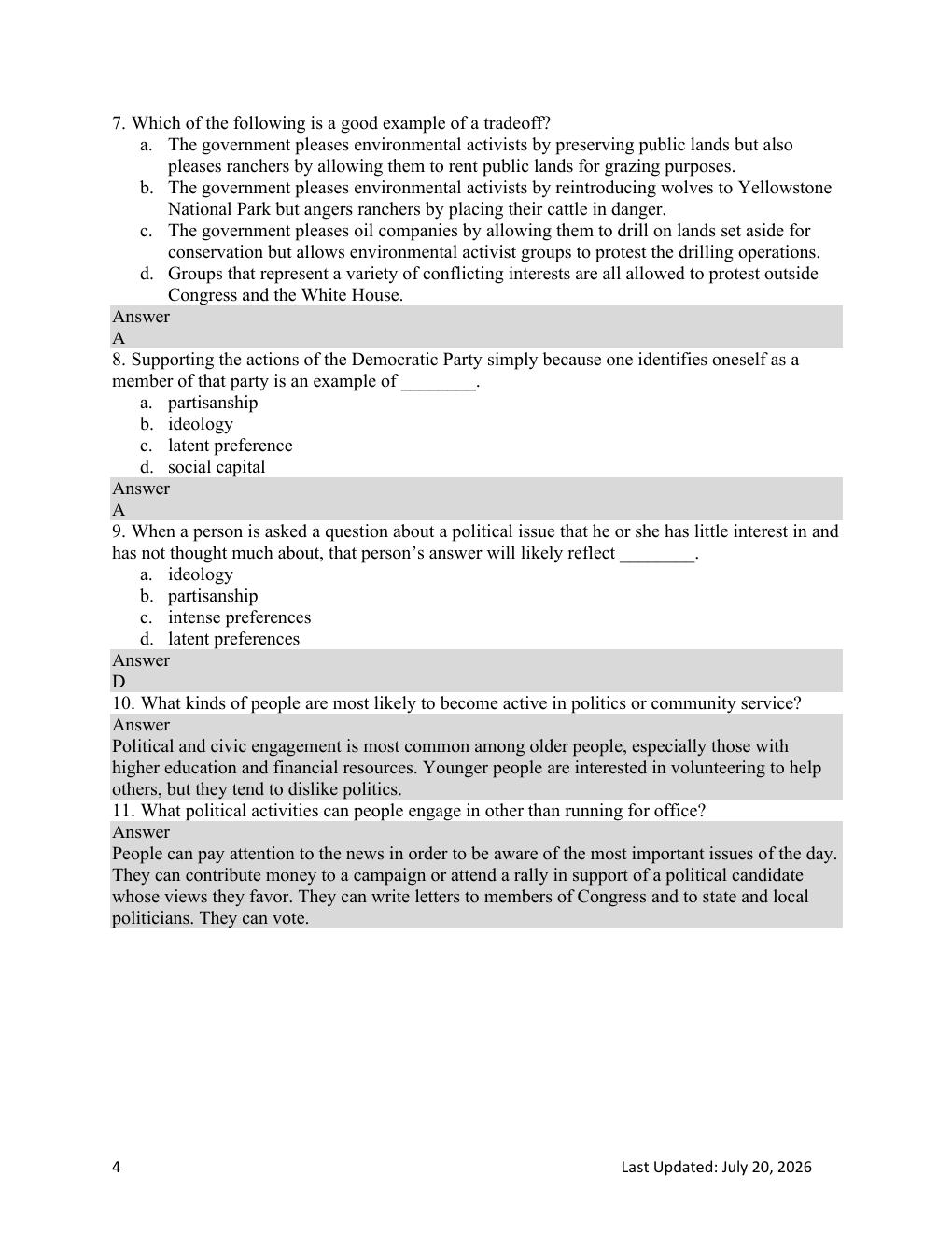 Preview page 4 of Instructor Answer Guide American Government 4th Edition By Glen Krutz, Sylvie Waskiewicz