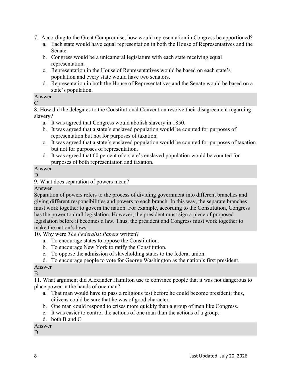 Preview page 8 of Instructor Answer Guide American Government 4th Edition By Glen Krutz, Sylvie Waskiewicz