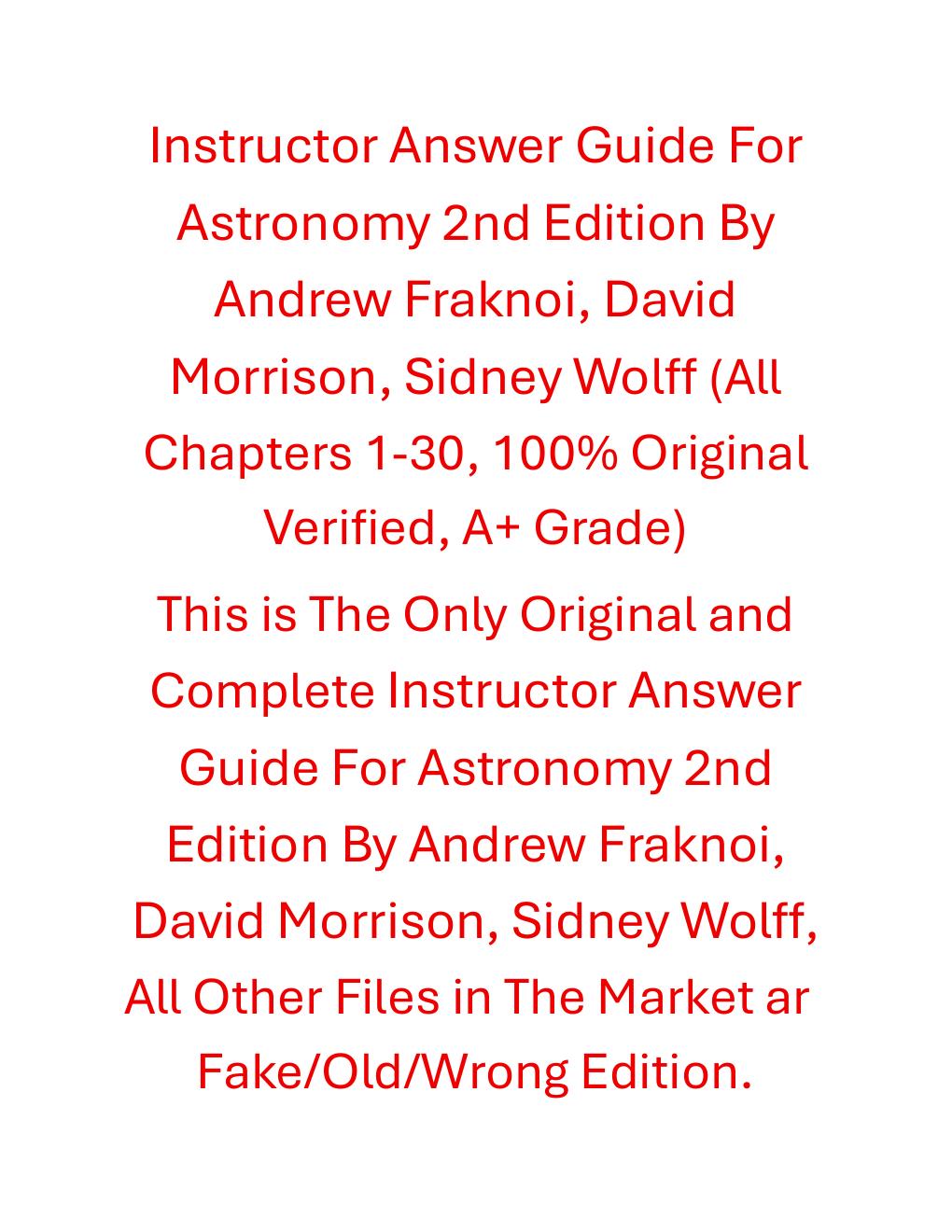 Preview page 2 of Instructor Answer Guide Astronomy 2nd Edition By Andrew Fraknoi, David Morrison, Sidney Wolff