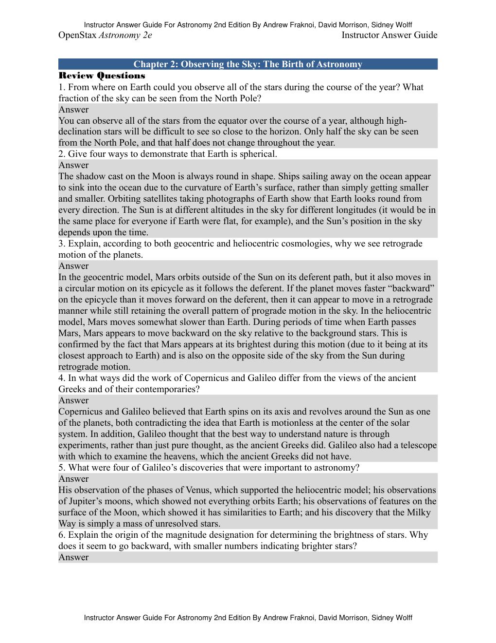 Preview page 4 of Instructor Answer Guide Astronomy 2nd Edition By Andrew Fraknoi, David Morrison, Sidney Wolff