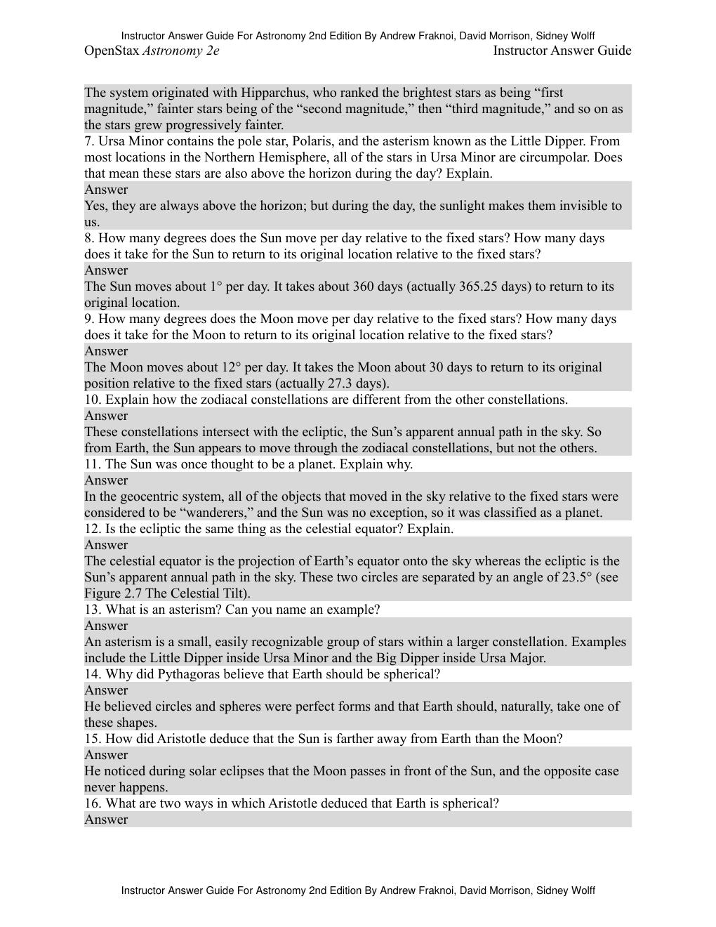 Preview page 5 of Instructor Answer Guide Astronomy 2nd Edition By Andrew Fraknoi, David Morrison, Sidney Wolff