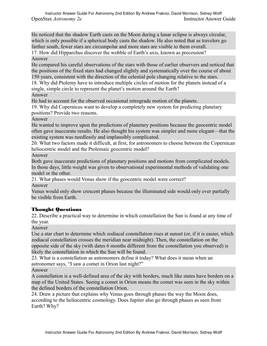 Preview page 6 of Instructor Answer Guide Astronomy 2nd Edition By Andrew Fraknoi, David Morrison, Sidney Wolff