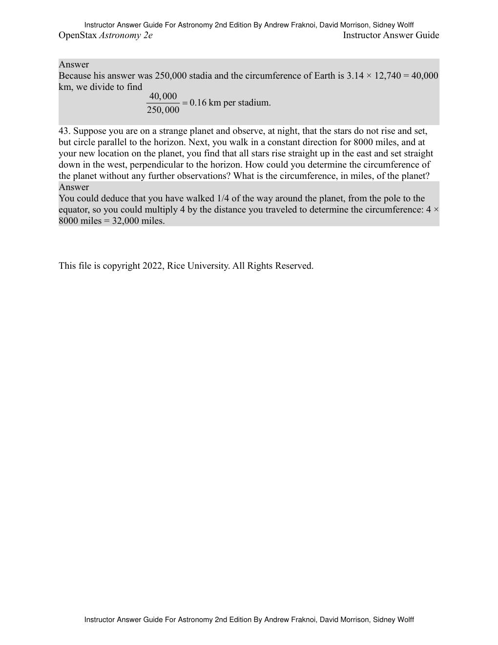 Preview page 10 of Instructor Answer Guide Astronomy 2nd Edition By Andrew Fraknoi, David Morrison, Sidney Wolff