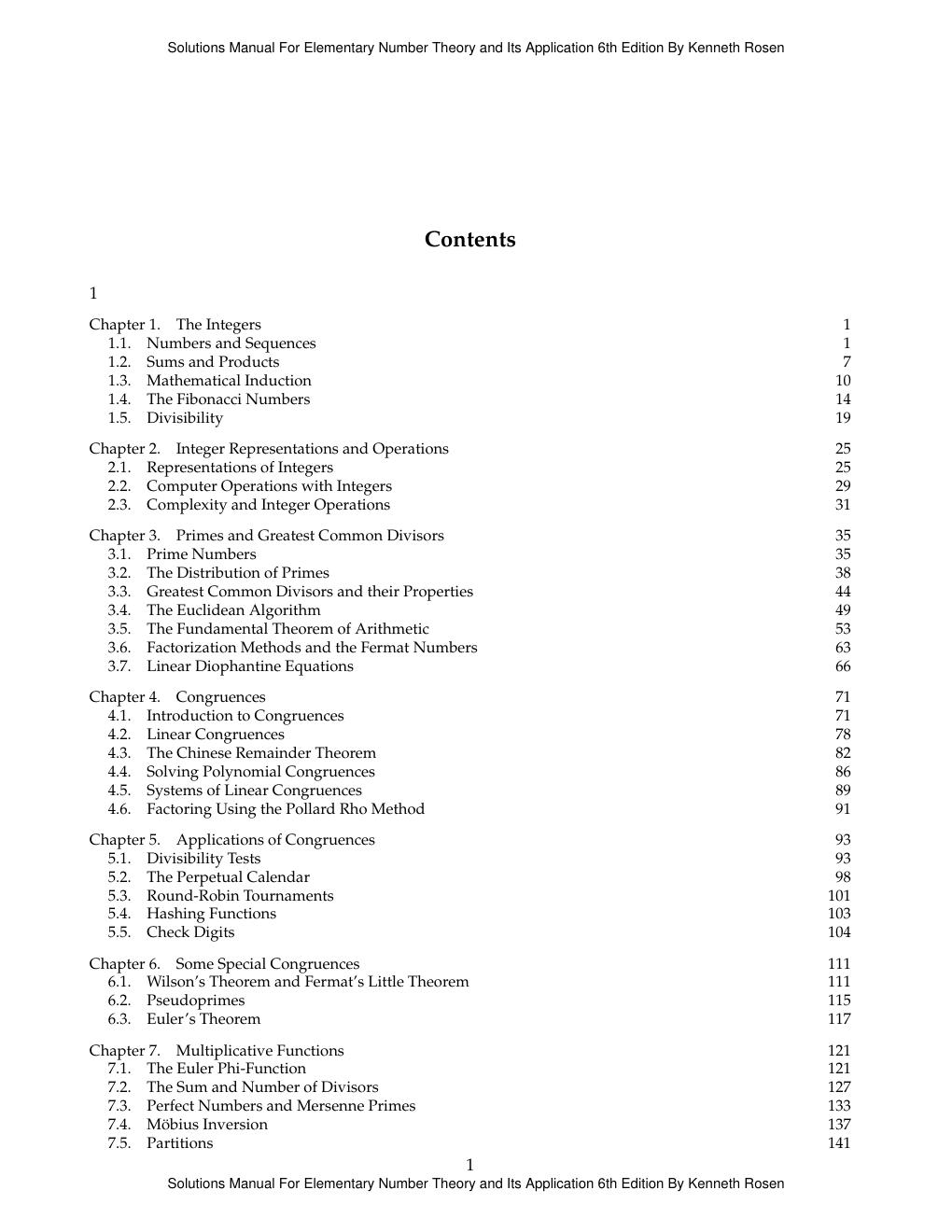 Preview page 3 of Solutions Manual Elementary Number Theory and Its Application 6th Edition By Kenneth Rosen