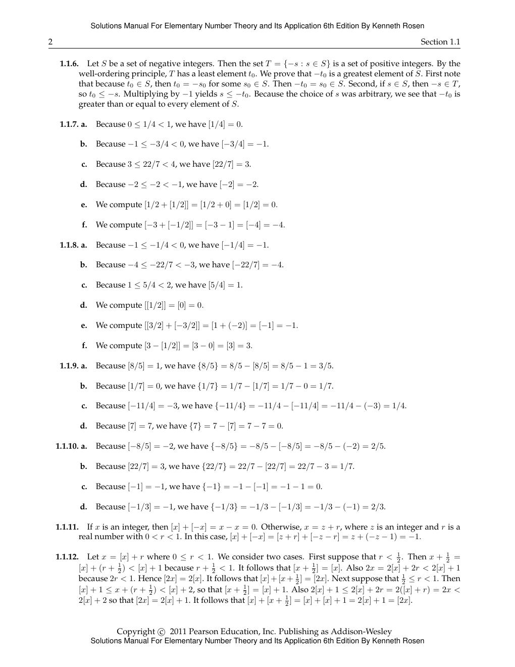 Preview page 6 of Solutions Manual Elementary Number Theory and Its Application 6th Edition By Kenneth Rosen