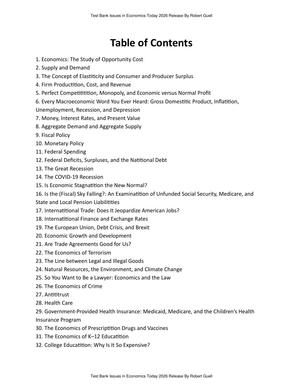 Preview page 3 of Test Bank Issues in Economics Today 2026 Release By Robert Guell