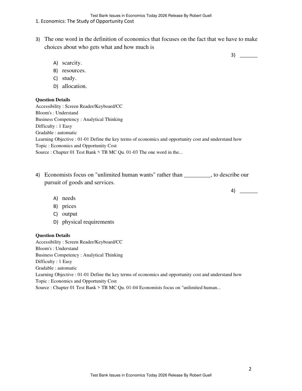 Preview page 5 of Test Bank Issues in Economics Today 2026 Release By Robert Guell
