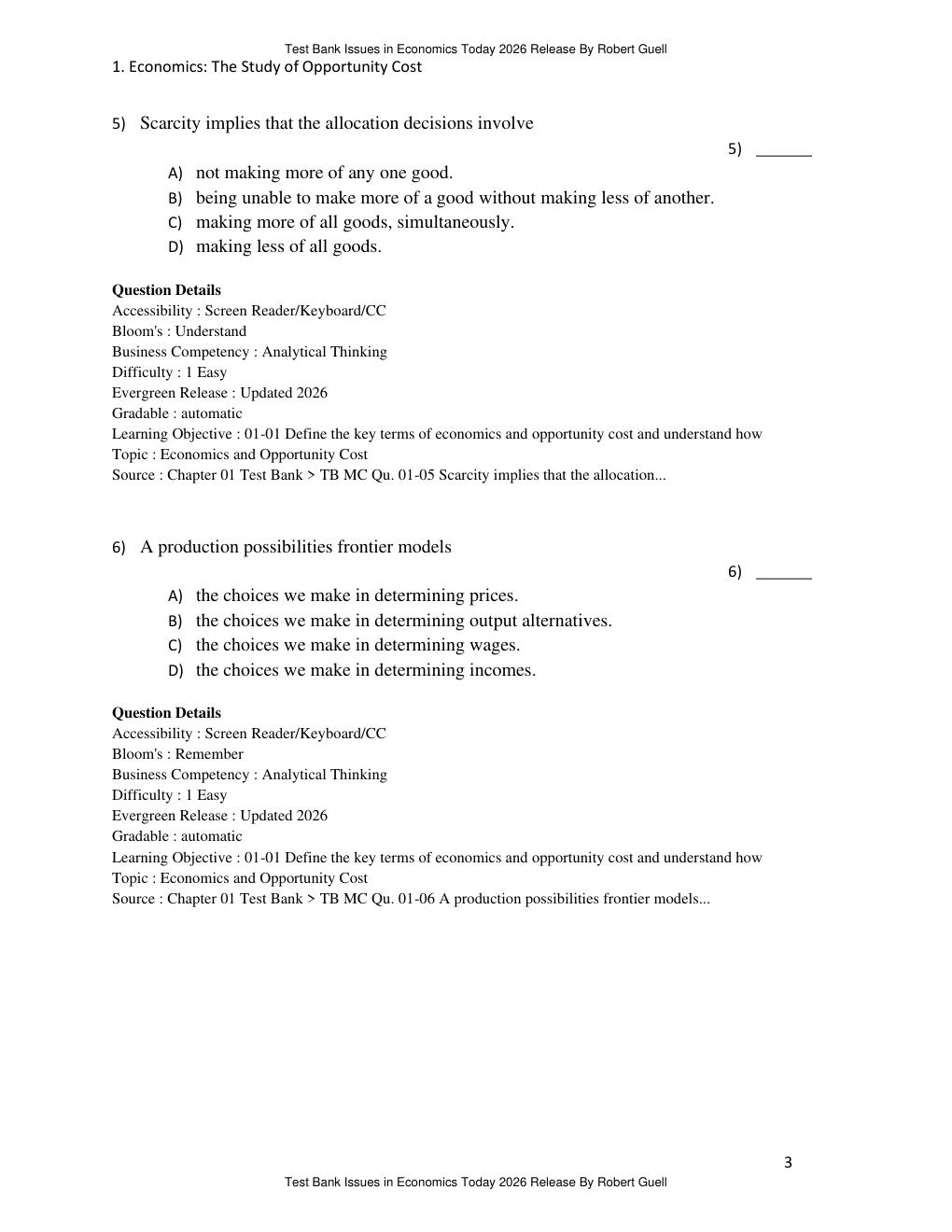 Preview page 6 of Test Bank Issues in Economics Today 2026 Release By Robert Guell