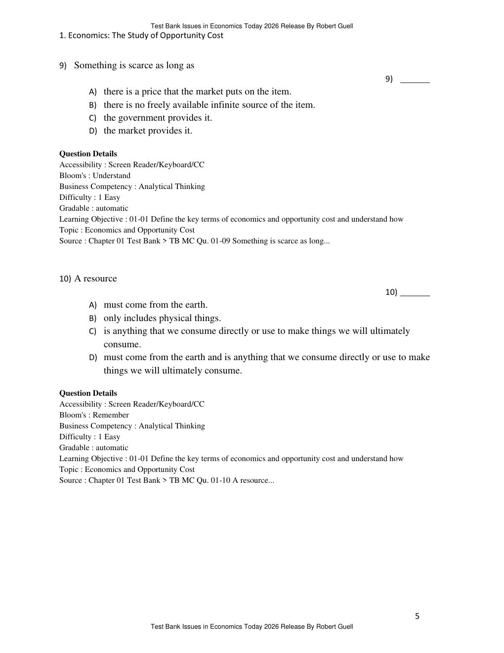 Preview page 8 of Test Bank Issues in Economics Today 2026 Release By Robert Guell